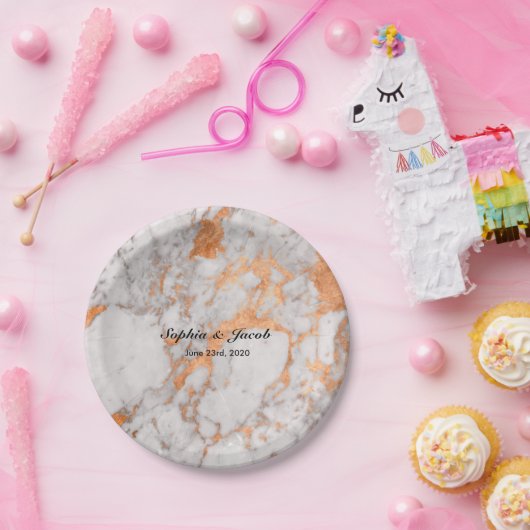 Aangepaste Borden voor marmer- en kopertrouwpapier Papieren Bordje (Feest)