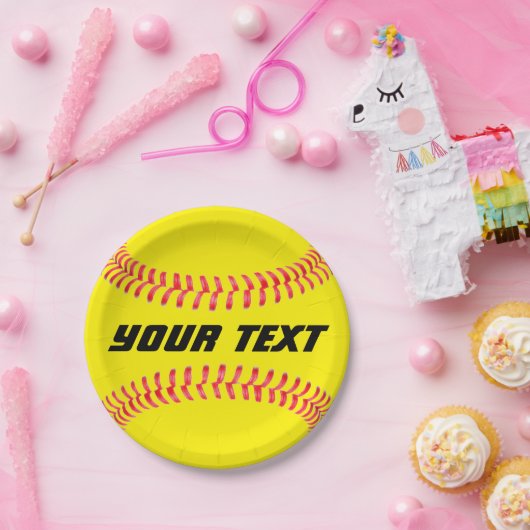 Aangepaste Borden voor softball Paper Papieren Bordje (Feest)