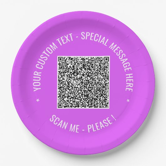 Aangepaste Borden voor tekstpapier met QR-code Papieren Bordje (Voorkant)
