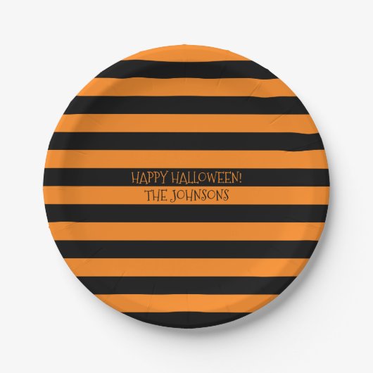 Aangepaste borden voor zwart-oranje Halloween-fees Papieren Bordje (Voorkant)