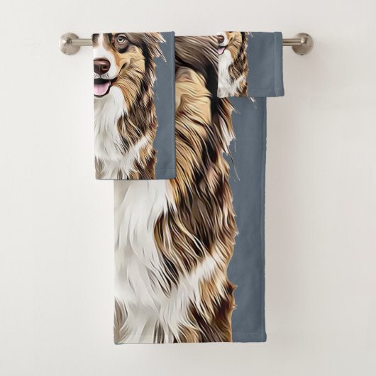 Aangepaste Border Collie Dog gepersonaliseerde tek Bad Handdoek (Insitu)