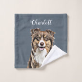Aangepaste Border Collie Dog gepersonaliseerde tek Bad Handdoek (Wasdoekje)