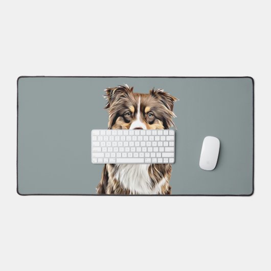 Aangepaste Border Collie Dog gepersonaliseerde tek Bureaumat (Keyboard & Muis)