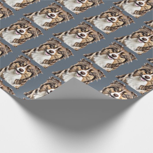 Aangepaste Border Collie Dog gepersonaliseerde tek Cadeaupapier (Hoek)