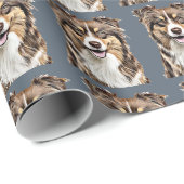 Aangepaste Border Collie Dog gepersonaliseerde tek Cadeaupapier (Rol Hoek)