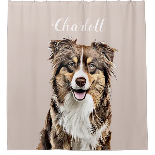 Aangepaste Border Collie Dog gepersonaliseerde tek Douchegordijn (Voorkant)