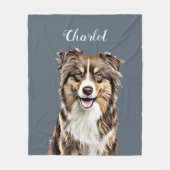 Aangepaste Border Collie Dog gepersonaliseerde tek Fleece Deken (Voorkant)