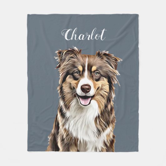 Aangepaste Border Collie Dog gepersonaliseerde tek Fleece Deken (Voorkant)