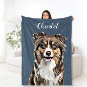 Aangepaste Border Collie Dog gepersonaliseerde tek Fleece Deken