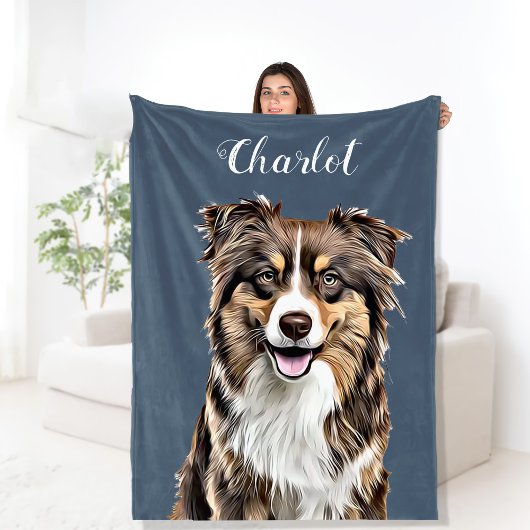 Aangepaste Border Collie Dog gepersonaliseerde tek Fleece Deken