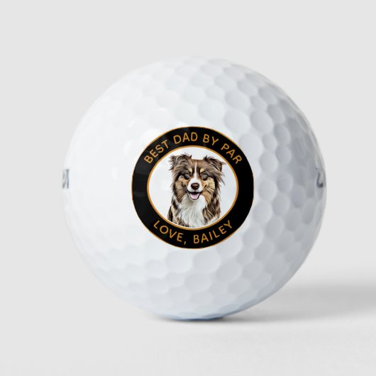 Aangepaste Border Collie Dog gepersonaliseerde tek Golfballen (Voorkant)