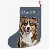 Aangepaste Border Collie Dog gepersonaliseerde tek Kleine Kerstsok (Achterkant)