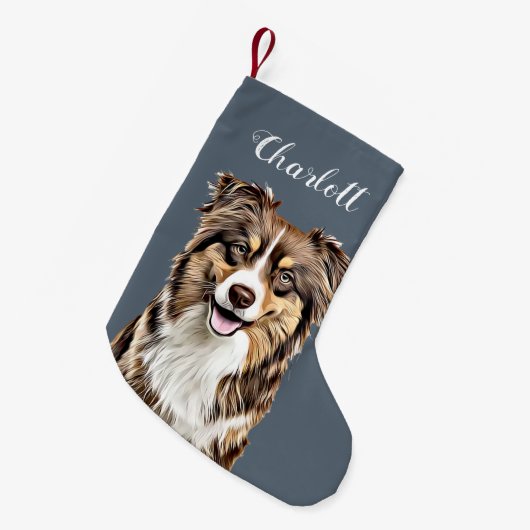 Aangepaste Border Collie Dog gepersonaliseerde tek Kleine Kerstsok (Voorkant (Hangend))