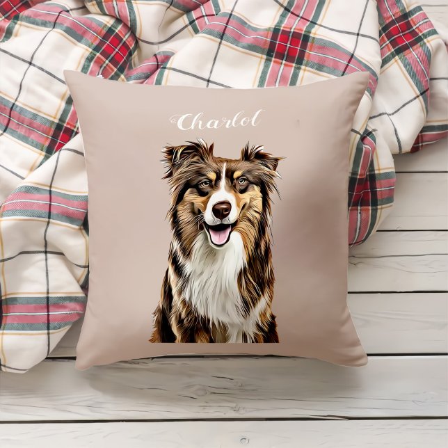 Aangepaste Border Collie Dog gepersonaliseerde tek Kussen (Creator heeft geüpload)