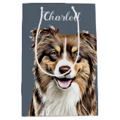 Aangepaste Border Collie Dog gepersonaliseerde tek Medium Cadeauzakje (Voorkant)