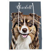 Aangepaste Border Collie Dog gepersonaliseerde tek Medium Cadeauzakje (Achterkant)