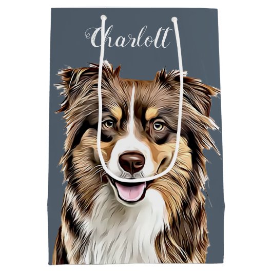 Aangepaste Border Collie Dog gepersonaliseerde tek Medium Cadeauzakje (Achterkant)