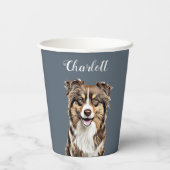 Aangepaste Border Collie Dog gepersonaliseerde tek Papieren Bekers (Achterkant)