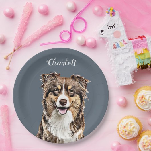 Aangepaste Border Collie Dog gepersonaliseerde tek Papieren Bordje (Feest)