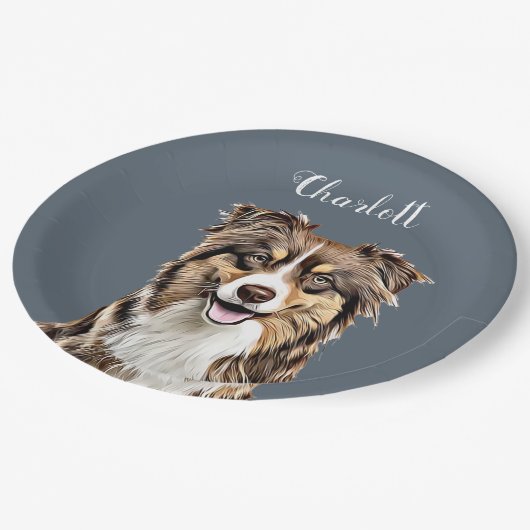 Aangepaste Border Collie Dog gepersonaliseerde tek Papieren Bordje (Gekanteld)