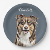 Aangepaste Border Collie Dog gepersonaliseerde tek Papieren Bordje (Voorkant)