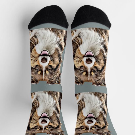 Aangepaste Border Collie Dog gepersonaliseerde tek Sokken (Top)