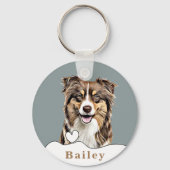 Aangepaste Border Collie Hond Gepersonaliseerd Get Sleutelhanger (Voorkant)