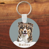 Aangepaste Border Collie Hond Gepersonaliseerd Get Sleutelhanger (Achterkant)