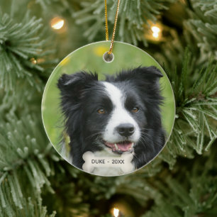Aangepaste Border Collie-hondsfoto Keramisch Ornament