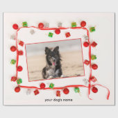aangepaste Border Collie Kerst inpakpapier (Vlak)