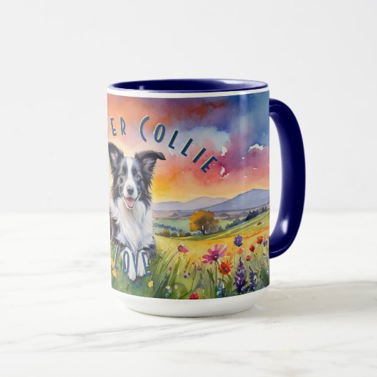 Aangepaste Border Collie Mok, personaliseer uw SIP Mok (Voorkant rechts)