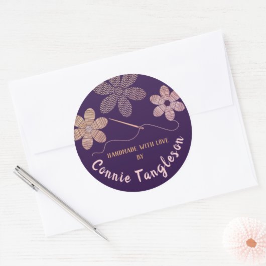Aangepaste borduurnaainaainaaibloemen ronde sticker (Envelop)