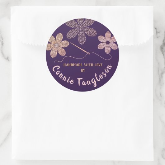 Aangepaste borduurnaainaainaaibloemen ronde sticker (Tas)