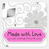 Aangepaste borduurnaainaainaaibloemen vierkante sticker (Voorkant)