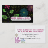 Aangepaste borduurnaainaainaaibloemen visitekaartje (Voorkant / Achterkant)
