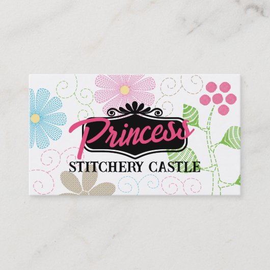 Aangepaste borduurnaainaainaaibloemen visitekaartje (Voorkant)