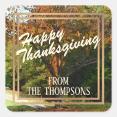 Aangepaste bos Waterverf Happy Thanksgiving Vierkante Sticker (Voorkant)
