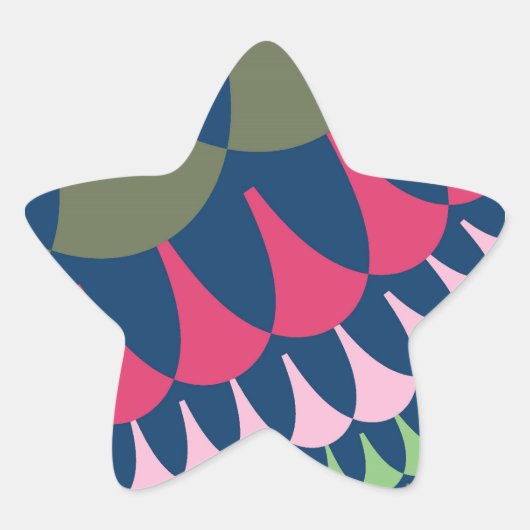 Aangepaste bosgroene roze schalen stertikkers ster sticker (Voorkant)