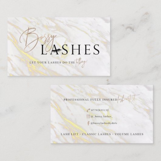 Aangepaste bossy Lashes Visitekaartje (Voorkant / Achterkant)
