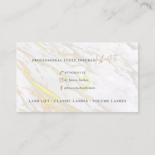 Aangepaste bossy Lashes Visitekaartje (Achterkant)