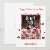 Aangepaste Boston Terrier binnen Hearts Box Valent Feestdagenkaart (Voorkant / Achterkant)