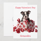 Aangepaste Boston Terrier Box Folie Hearts Valenti Feestdagenkaart (Voorkant / Achterkant)