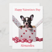 Aangepaste Boston Terrier Box roze harten Valentij Feestdagenkaart (Voorkant / Achterkant)