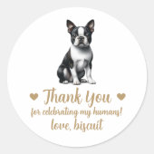 Aangepaste Boston Terrier Dog bruiloft gunst Stick Ronde Sticker (Voorkant)