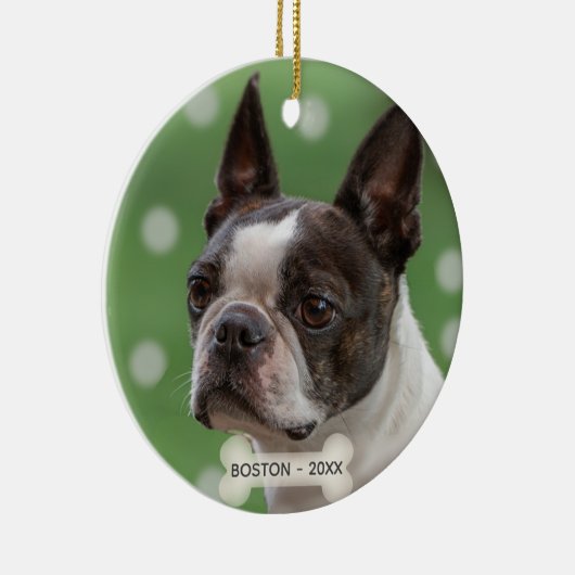 Aangepaste Boston Terrier Dog Foto Keramisch Ornament (Rechts)
