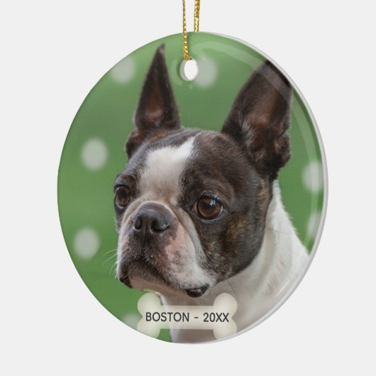 Aangepaste Boston Terrier Dog Foto Keramisch Ornament (Links)