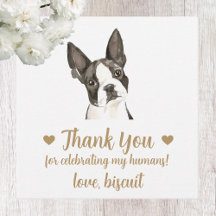 Aangepaste Boston Terrier-hond-huwelijksgunstlabel
