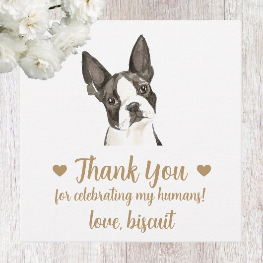 Aangepaste Boston Terrier-hond-huwelijksgunstlabel Bedankjes Labels
