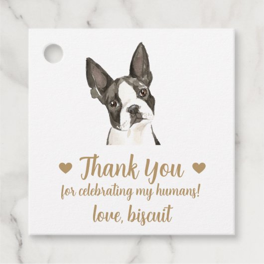 Aangepaste Boston Terrier Hond Wedding Favoriete L Bedankjes Labels (Voorkant)