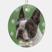 Aangepaste Boston Terrier-hondsfoto Keramisch Ornament (Links)
